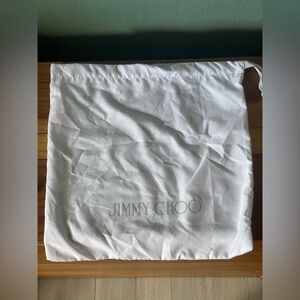 Jimmy Choo White with Gray Logo Storage Cloth Dust Bag 13.5x13.5” Made In Italy